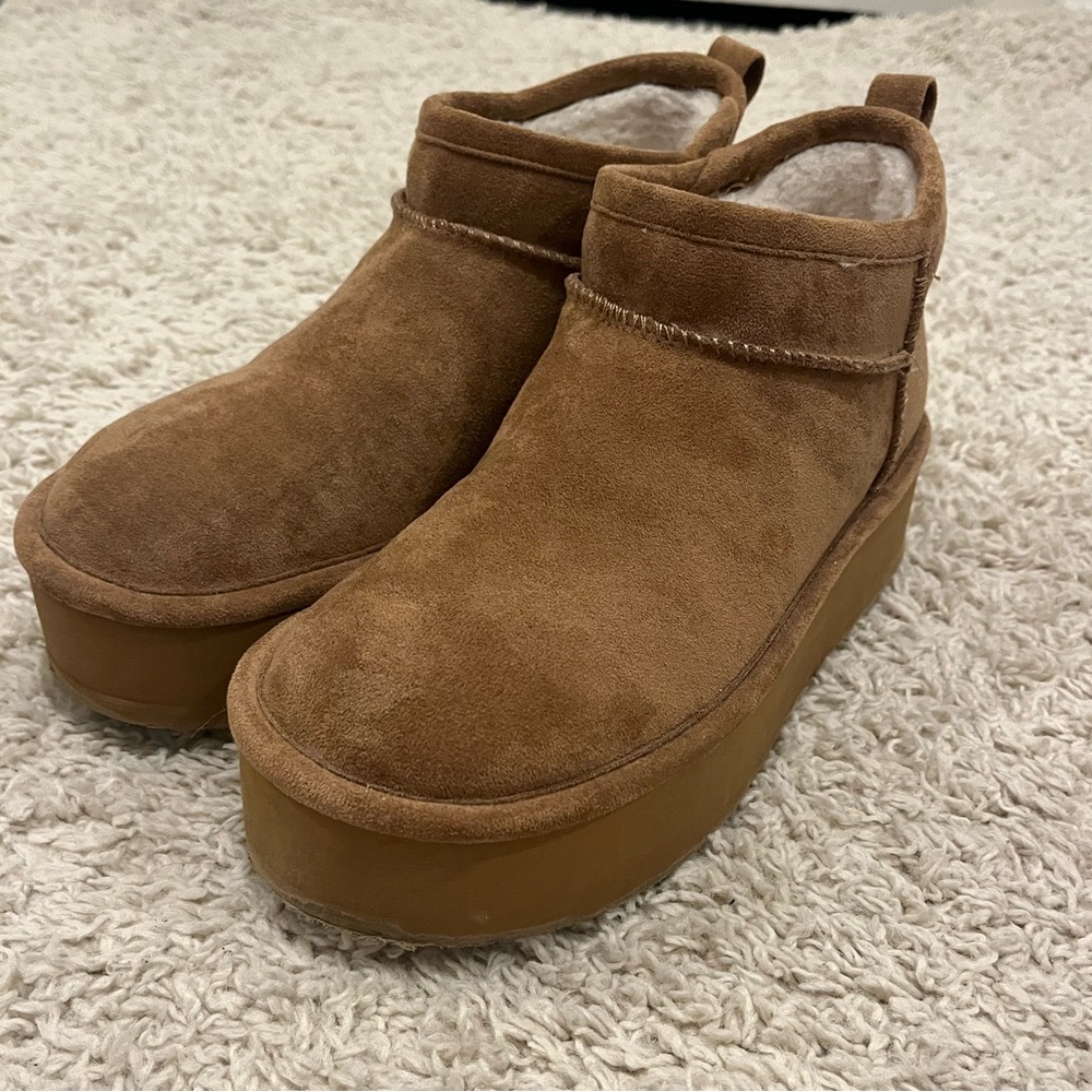 Madden Girl Brown Suede Platform Ankle Booties